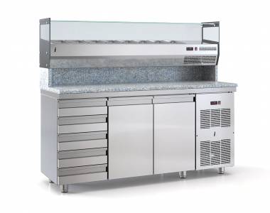 ΨΥΓΕΙΟ ΠΙΤΣΑΣ ΜΕ ΓΡΑΝΙΤΗ ΜΕ 2 ΠΟΡΤΕΣ ΚΑΙ ΣΥΡΤΑΡΙΕΡΑ  180Χ75Χ140 ID